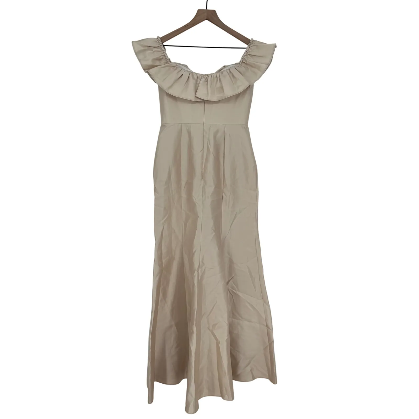 Alfred Sung Off-The-Shoulder Ruffle Neck Satin Trumpet Gown Size 4 - Image 12