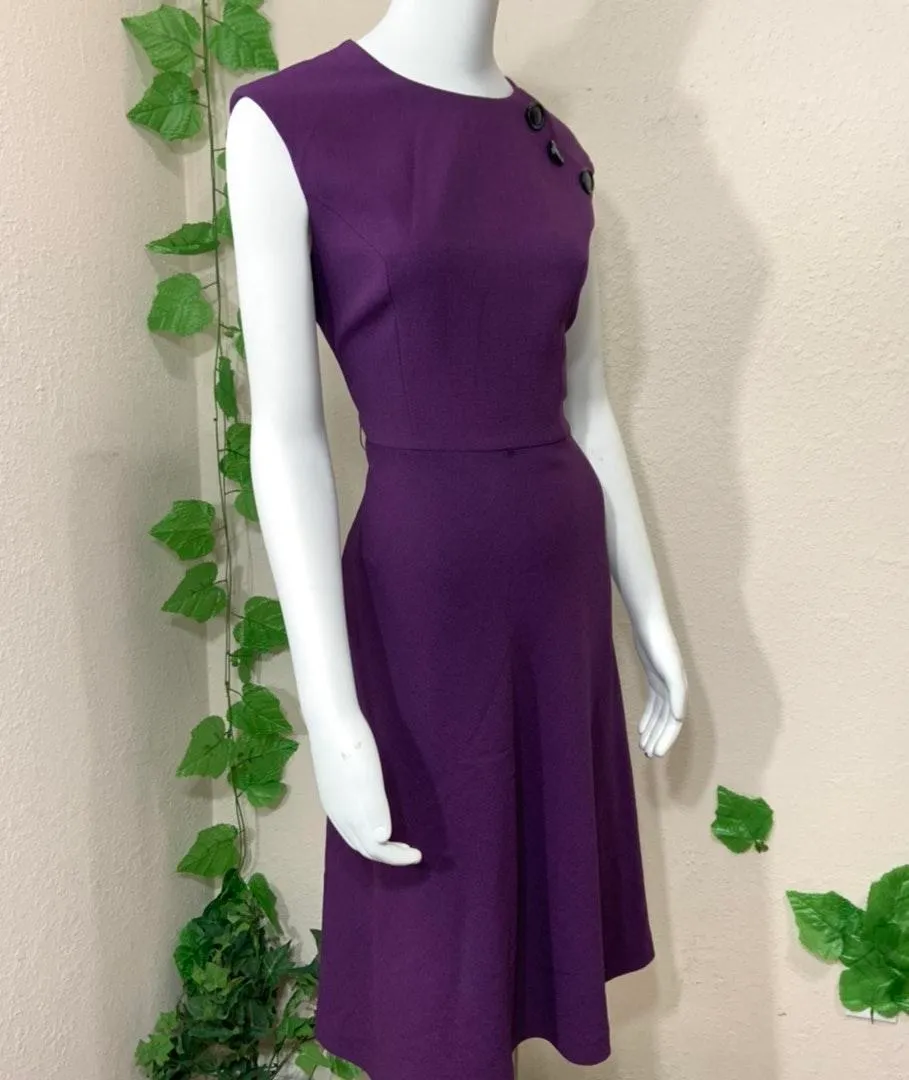 Tahari Purple Vintage Style Tea Dress 1940s - Image 4