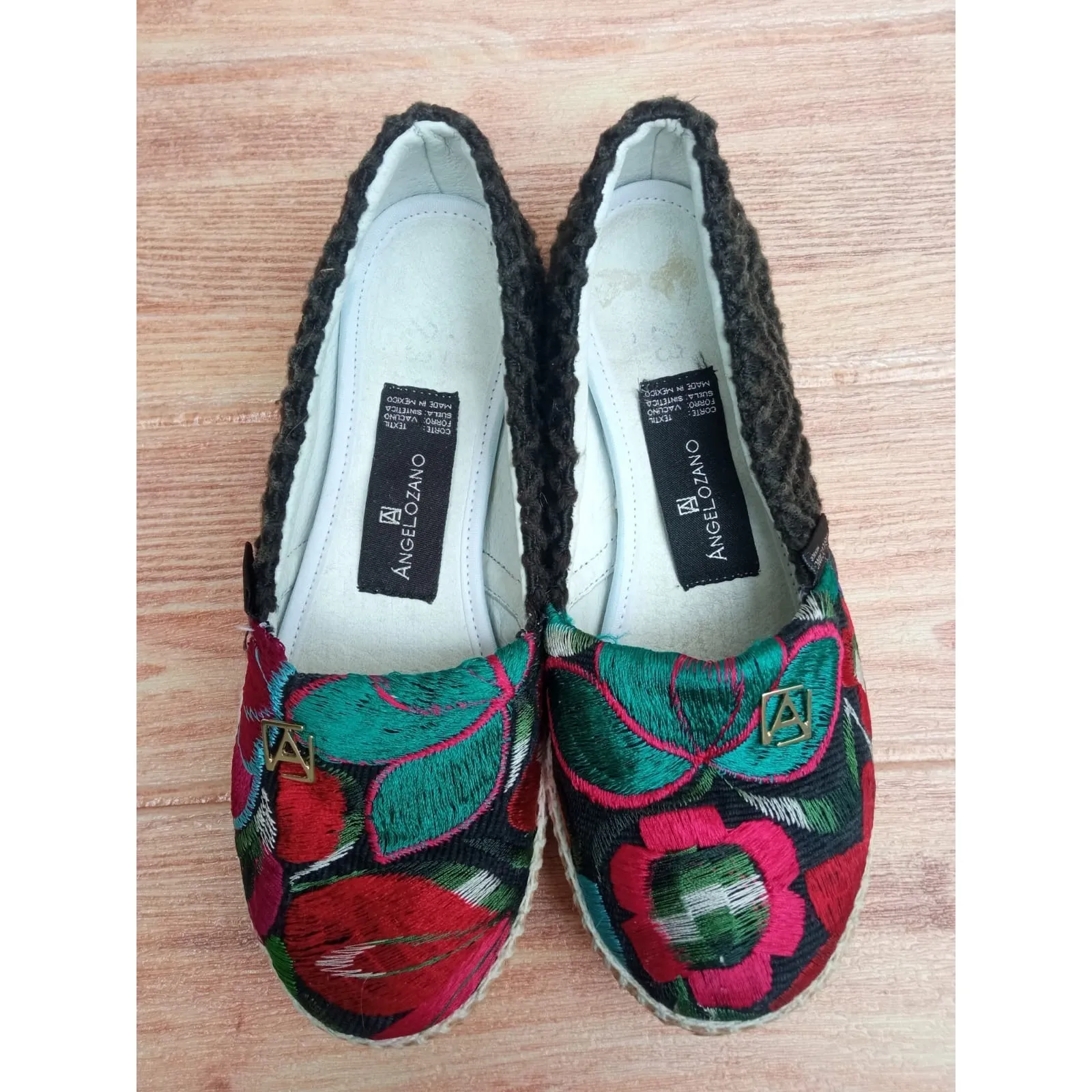 Angel Lozano Mexico Women’s Shoes Flats Floral Embroidered Size 6 Black - Image 6