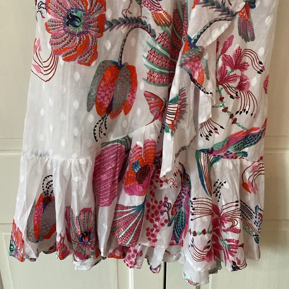Banjanan Palak Dress Tropical Bird Print XS NEW Birdie Print White Dobby Revolve - Image 2