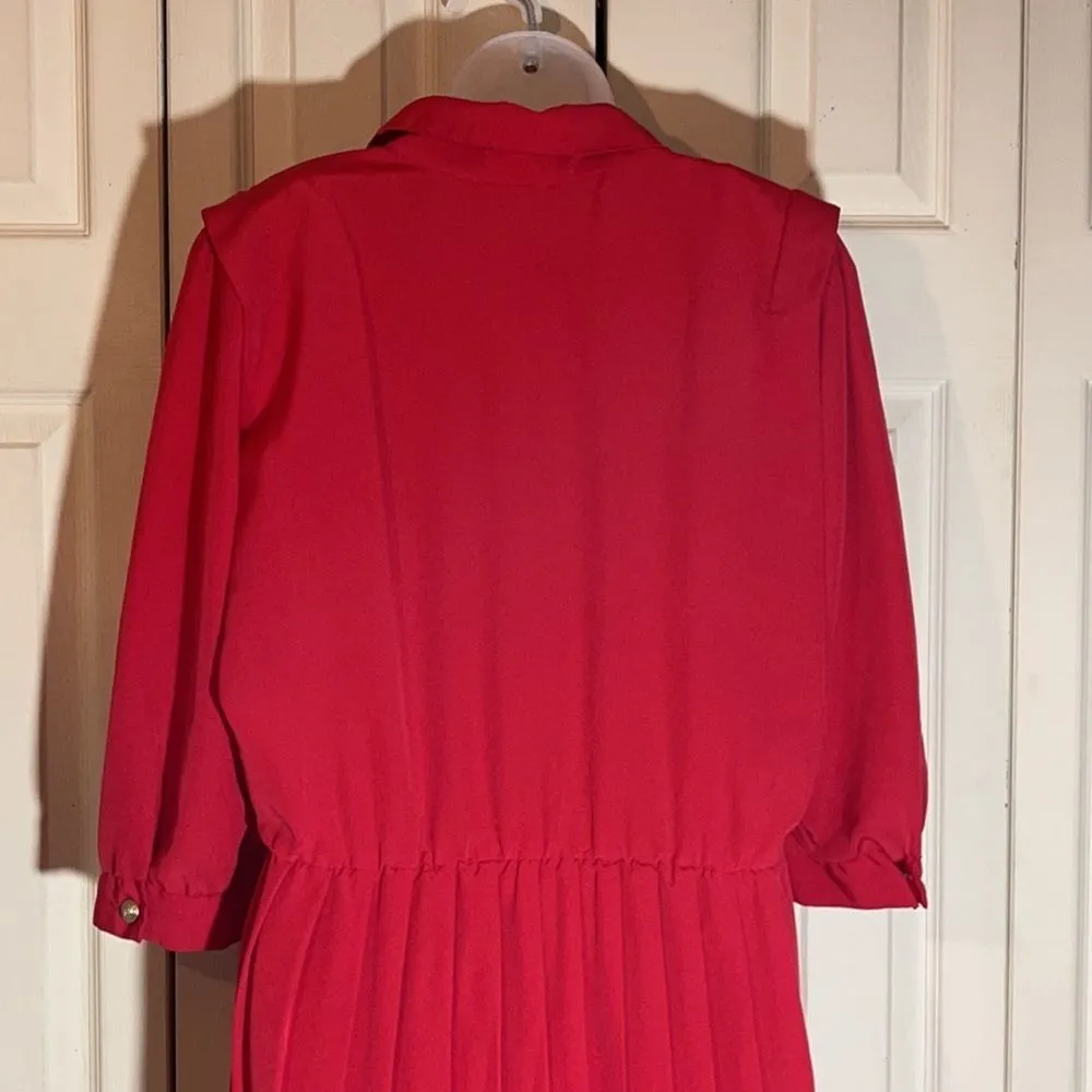 Vintage Sweetbriar 1980s Red Shirtwaist Dress 12 But Runs Small - Image 9