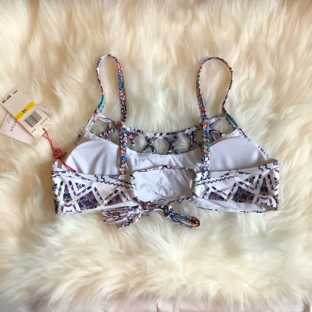 Red Carter Ocean Bikini Top Size Medium Tribal NWT Summer Boho Festival Tassel - Image 4