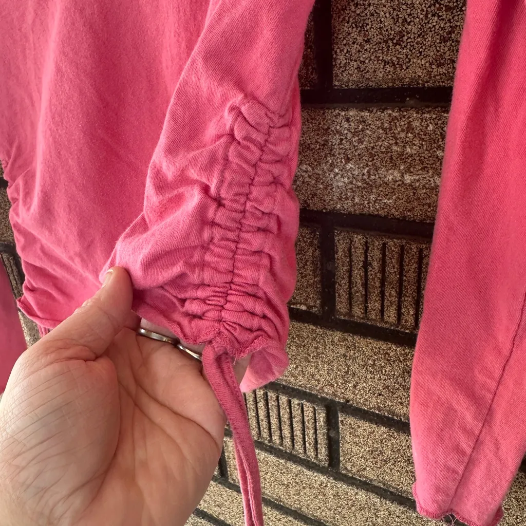 Lilu Vintage Y2K Long Sleeve V Neck Shirt 100% Cotton Size XS Pink - Image 2