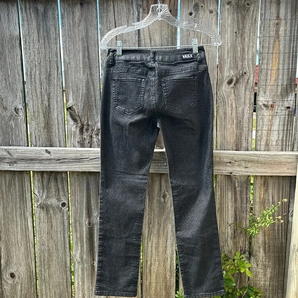 Black snake print denim pants size 6p Beau Dawson zipper button fly pockets - Image 4
