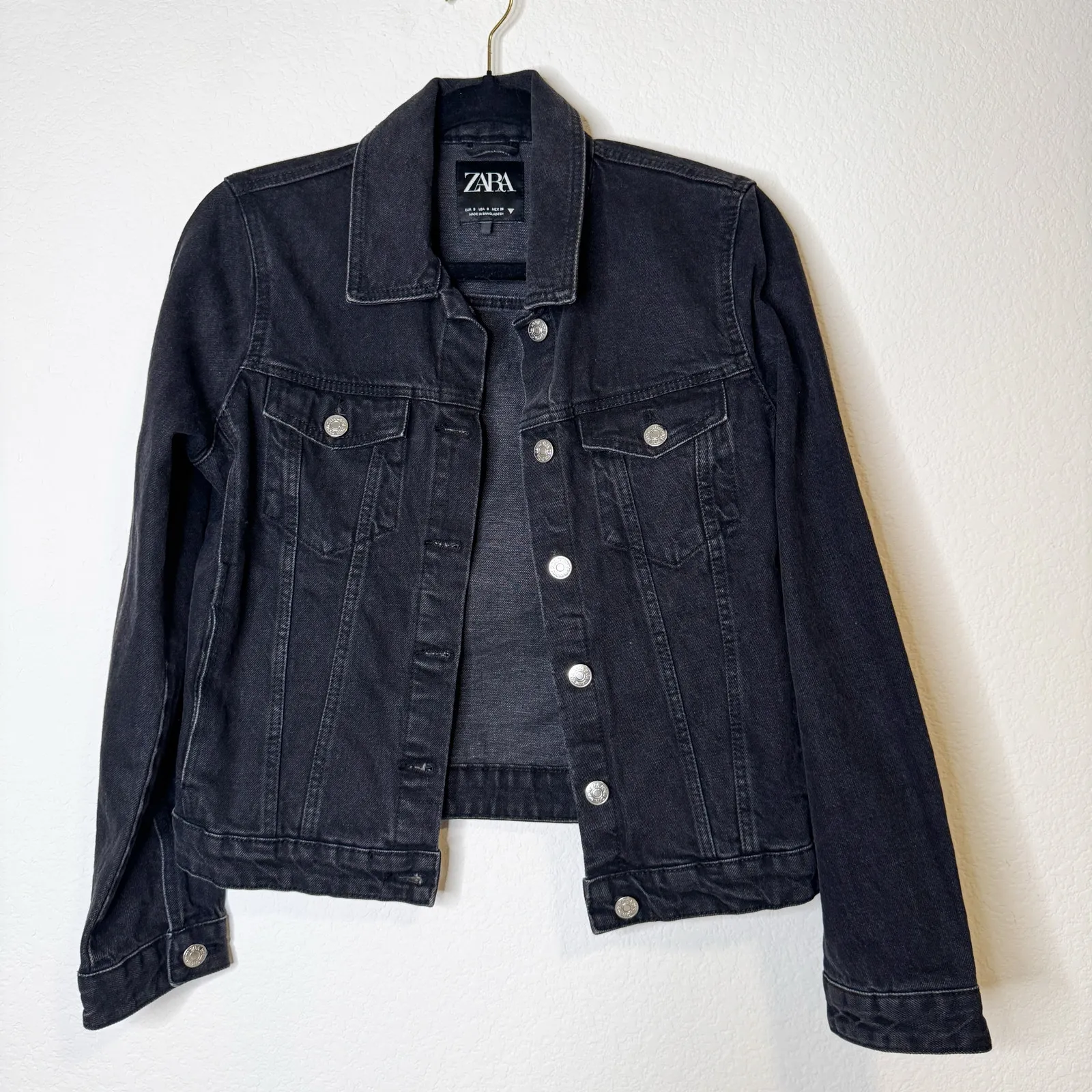 Zara Black Denim Jacket - Image 3