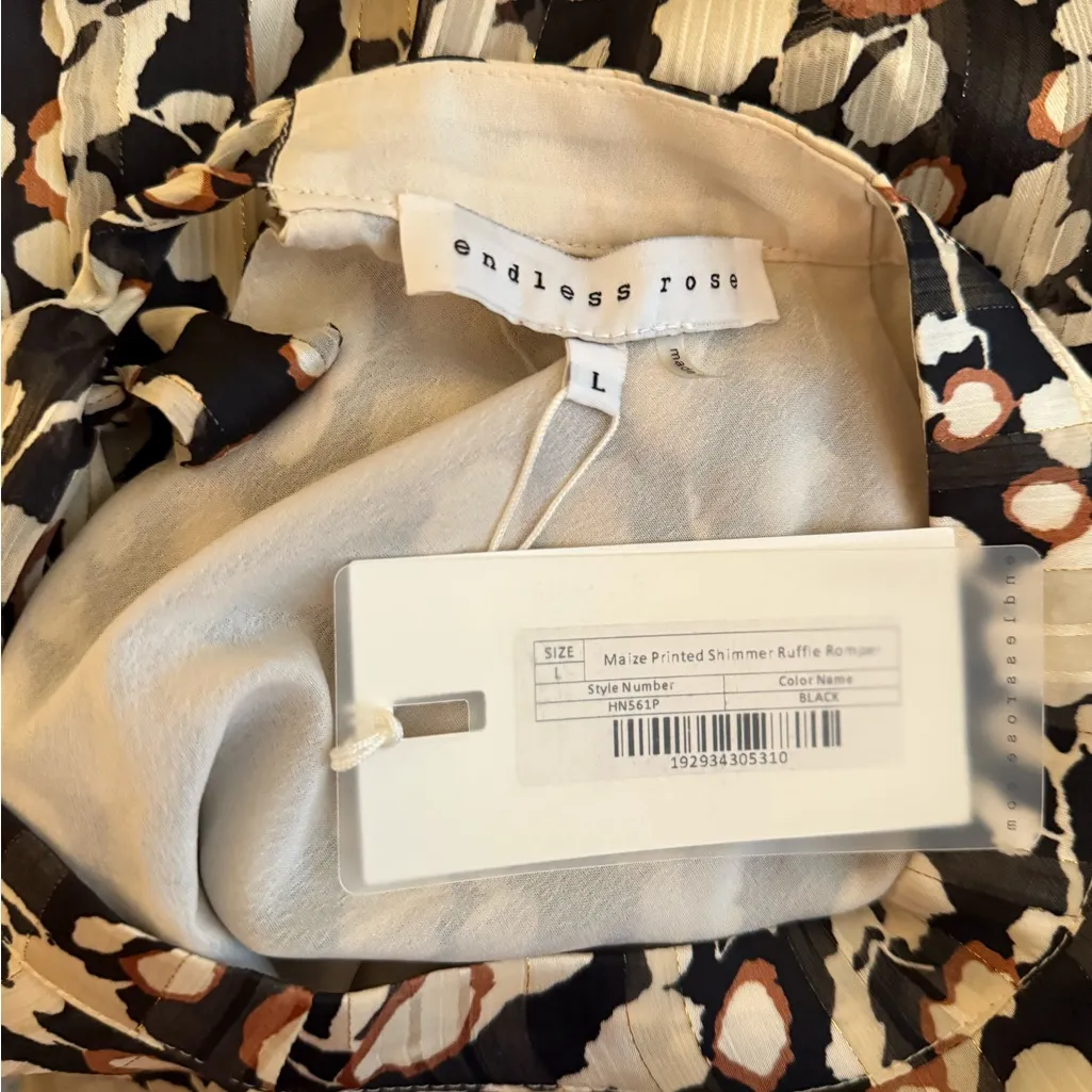 Endless‎ Rose Maize Printed Shimmer Ruffle Romper - Image 4