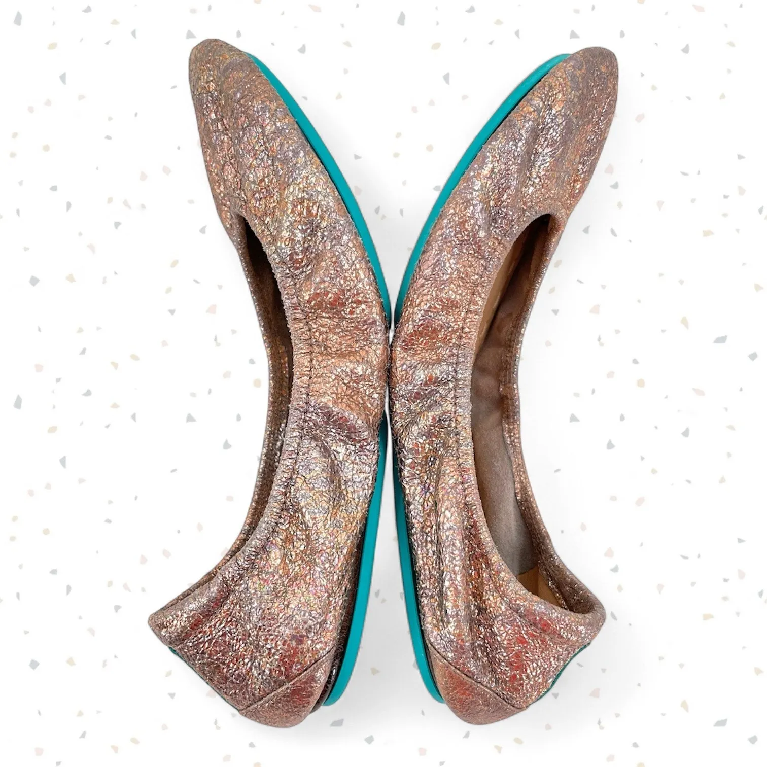 Tieks Lovestruck Flats Gold Copper Bronze Super Sparkle Crackle Shoes Size 8 - Image 4