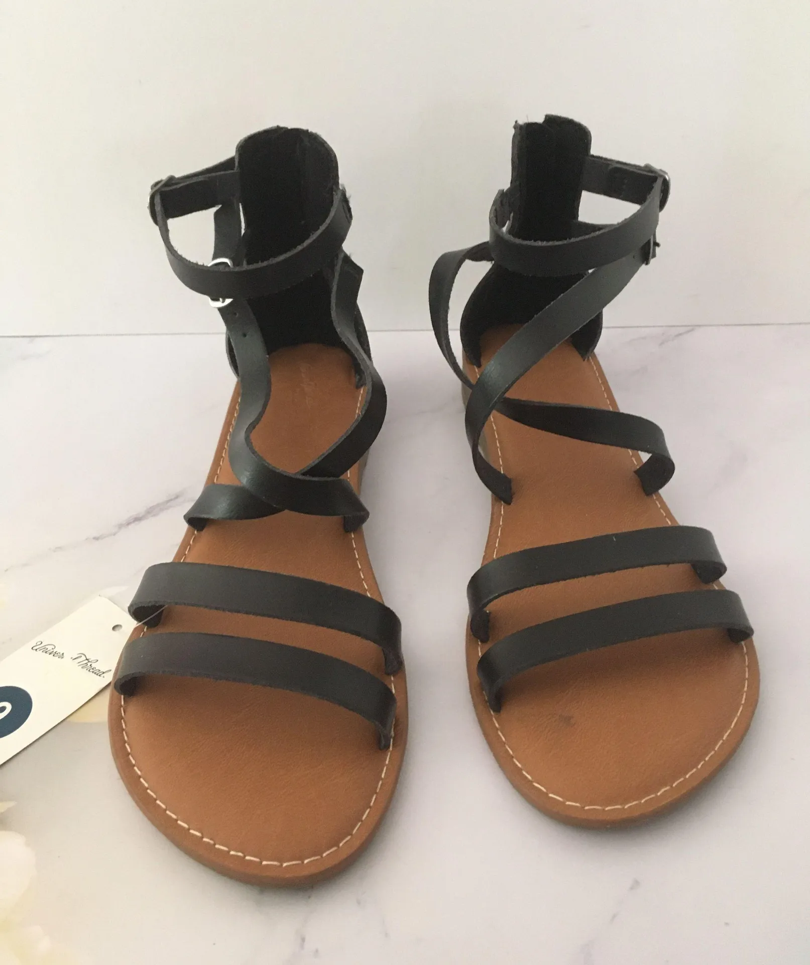 Black Gladiator Sandals, Size 9 - Image 3