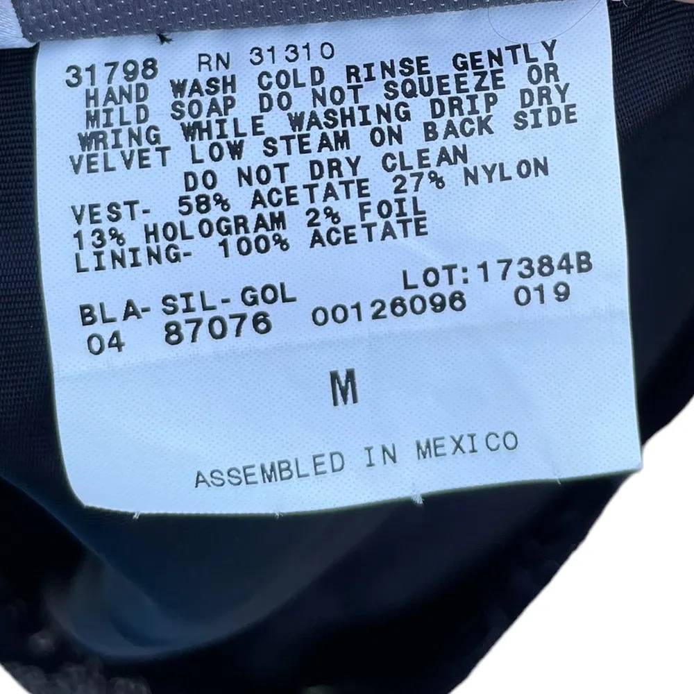 Tres Paquette Vintage Y2K Iridescent Hologram Foil Glitter Eclectic Button Vest Size M - Image 7