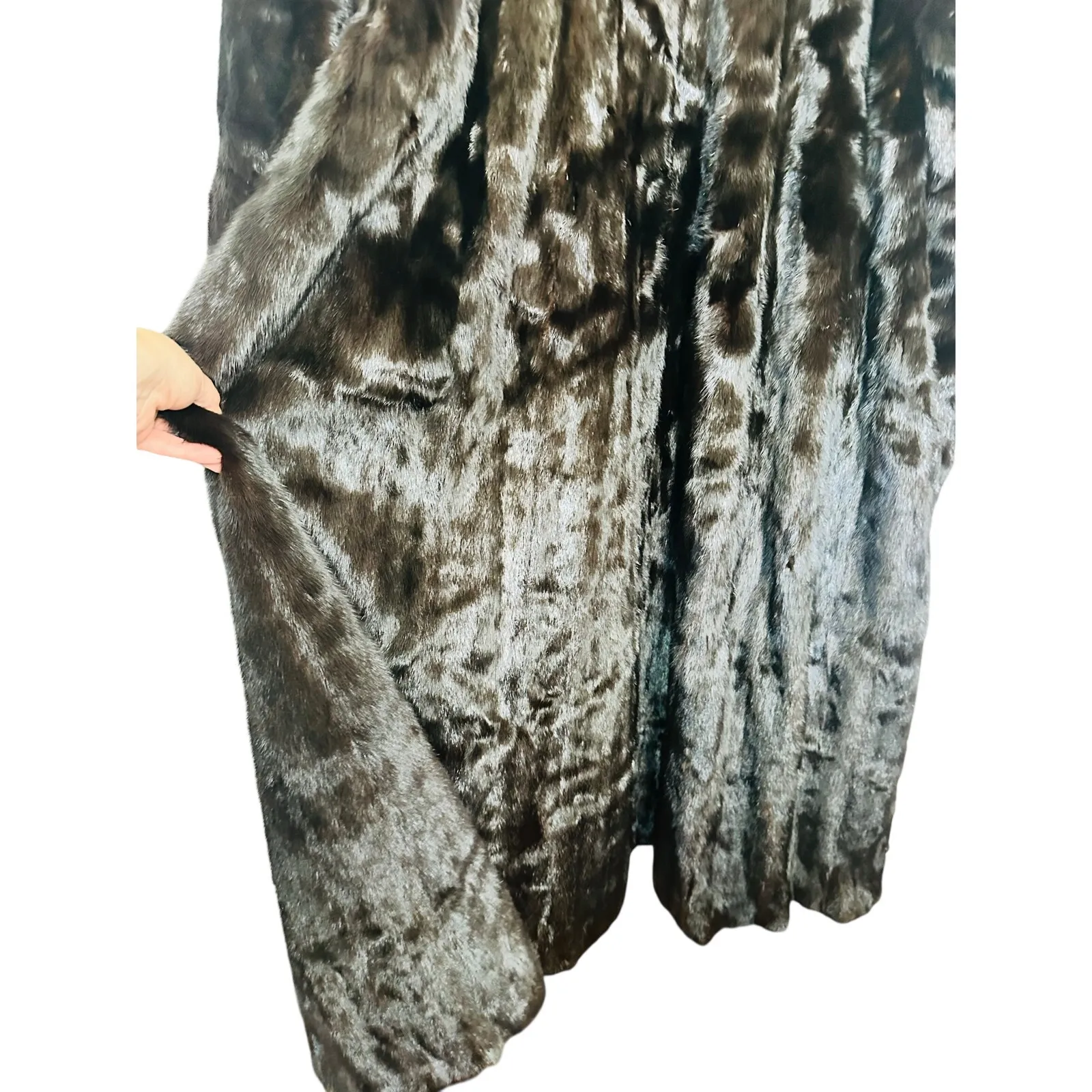 Revillon Paris Brown Black Vintage 70s Genuine Mink Fur Full Length Coat Size L - Image 4