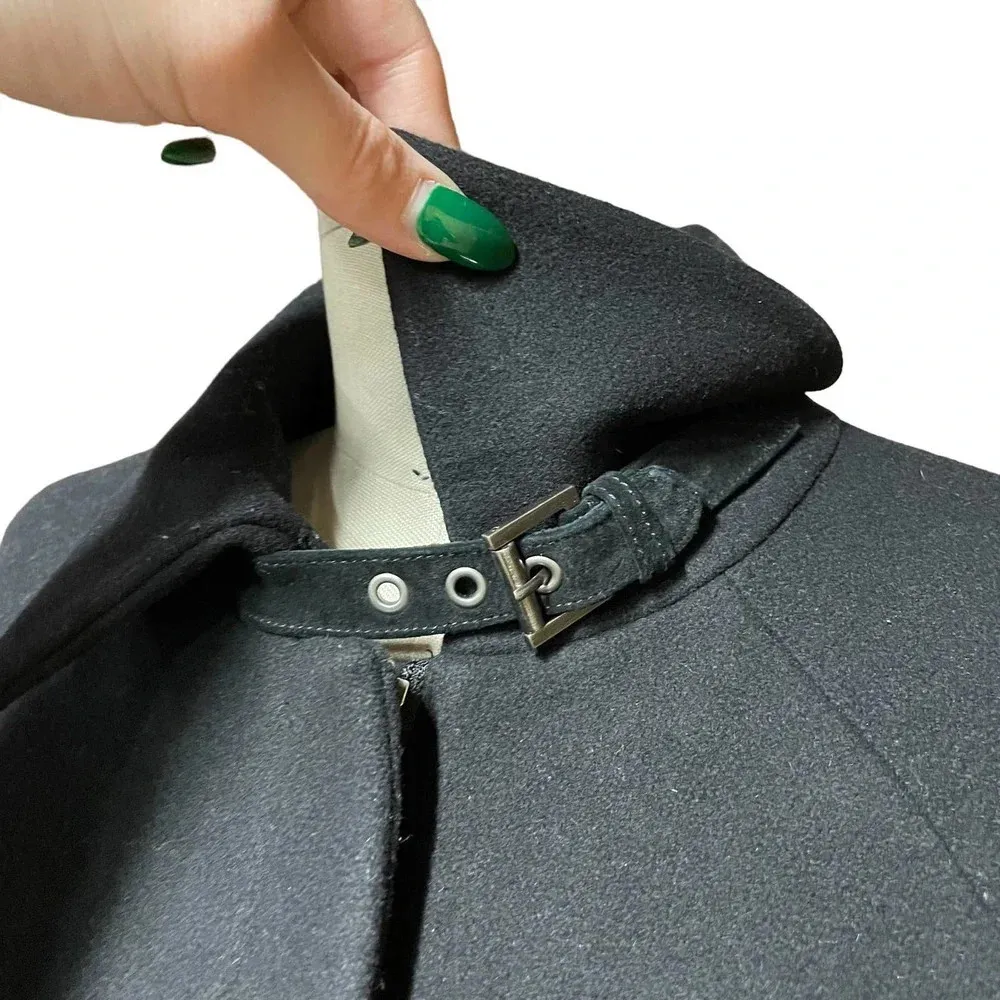 Theory Black Wool Danjio Cape Poncho Jacket Coat Size Large‎ - Image 7