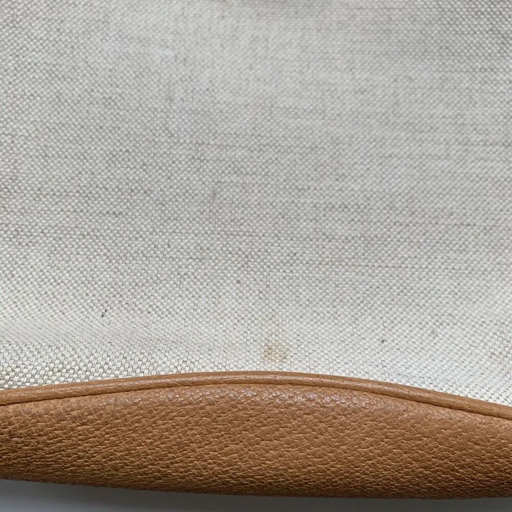 Vintage Authentic Gucci 90’s Leather Bamboo Canvas Shoulder Tan Preppy Classic - Image 4