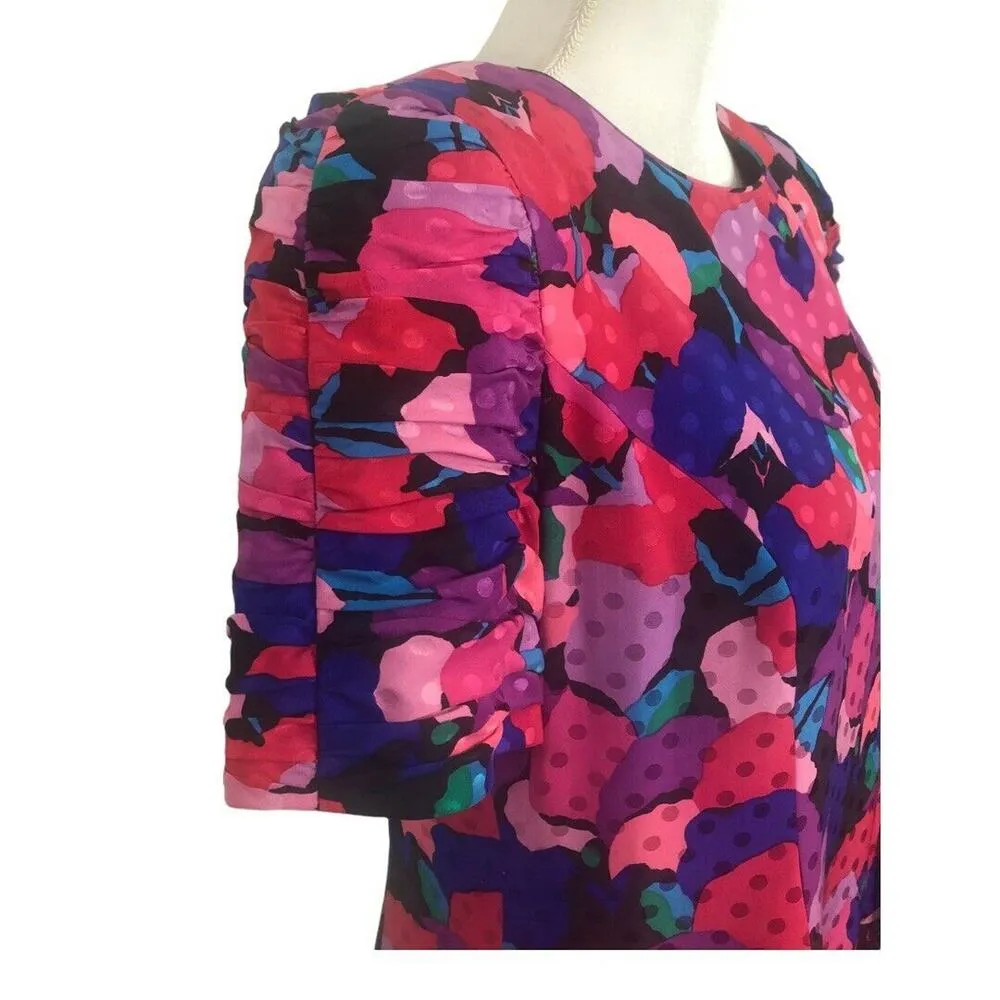 Liz Claiborne Vintage Silk dress size 12 80's multicolor shoulder pads A line - Image 4