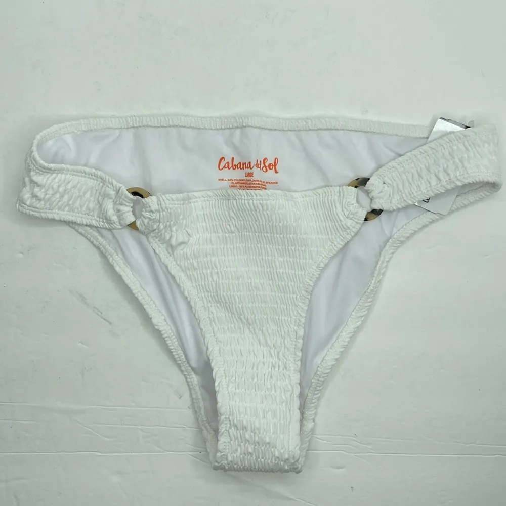 Cabana Del Sol Women’s White Smocked Bikini Bottoms Size Large NWT - Image 10