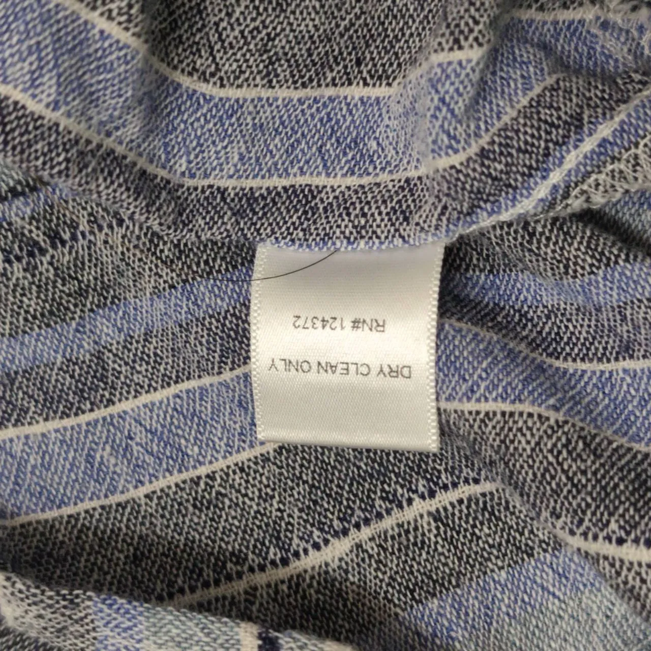 Maven West Blue White Grey Striped Collar V-Neck Roll Tab Split Hem Pullover M - Image 10