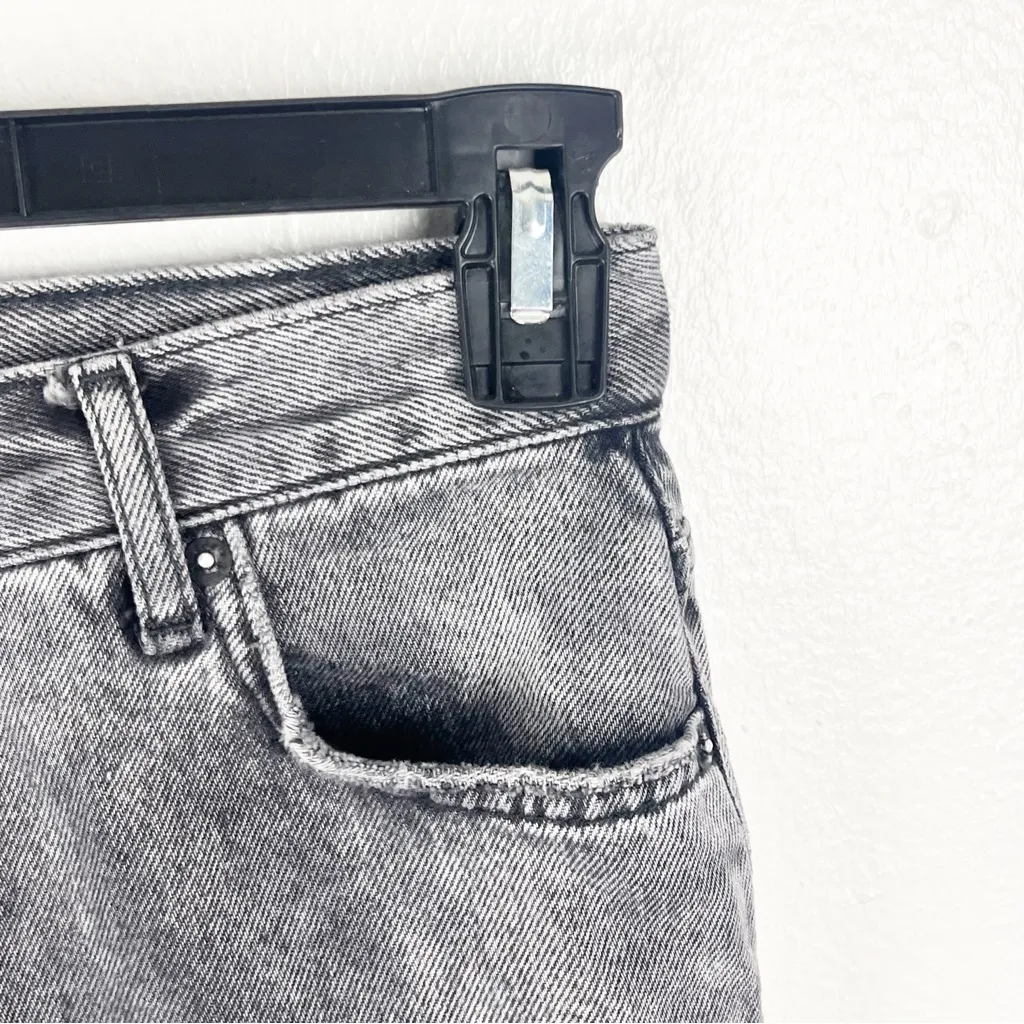 FREE PEOPLE Maggie Black Wash Button Fly Busted Knees Sharkbite Hem Jeans 26 - Image 9