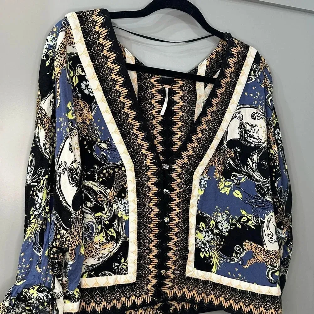 Catch Me If You Can Blouse Oversized Kimono Style Blouse Size M - Image 5