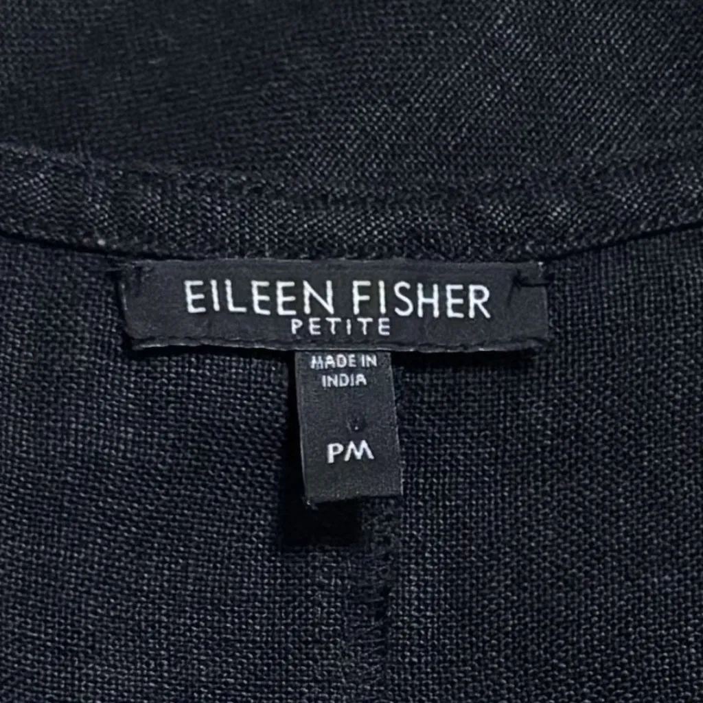 Eileen Fisher Black 100% Organic Linen Sleeveless Midi Dress Minimalist MP - Image 8