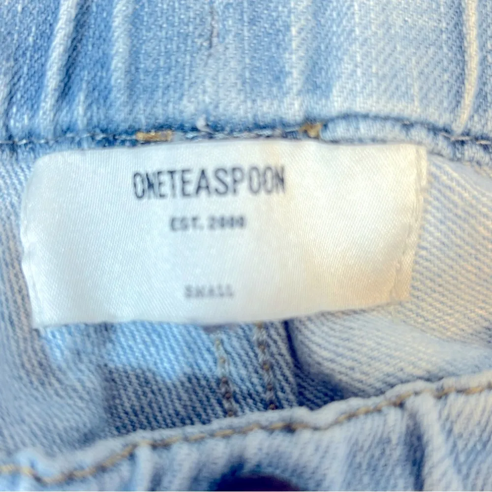 One Teaspoon Shabbies Drawstring Boyfriend Denim Jogger Pants Size S - Image 9