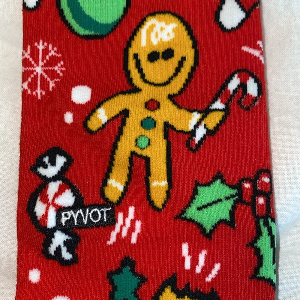 Red Gingerbread Holiday Socks - Image 2