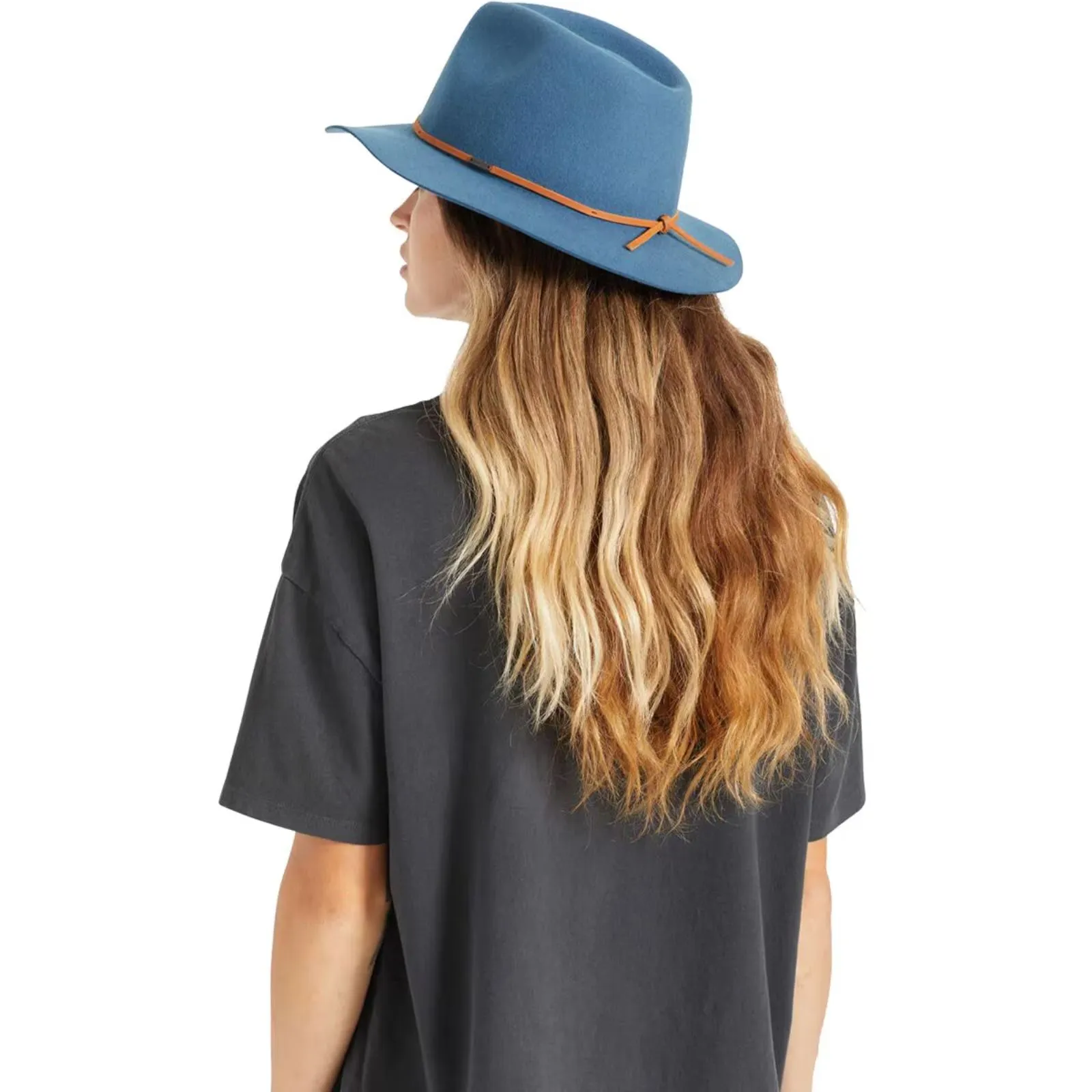 BRIXTON Wesley Wool Fedora Hat Adjustable Blue NWT‎ - Image 2