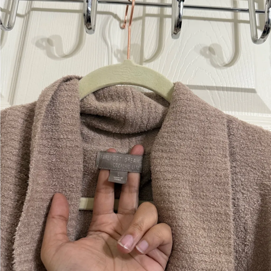 Barefoot Dreams CozyChic Lite Taupe Cozy Cardigan Sweater Cabincore - Image 3
