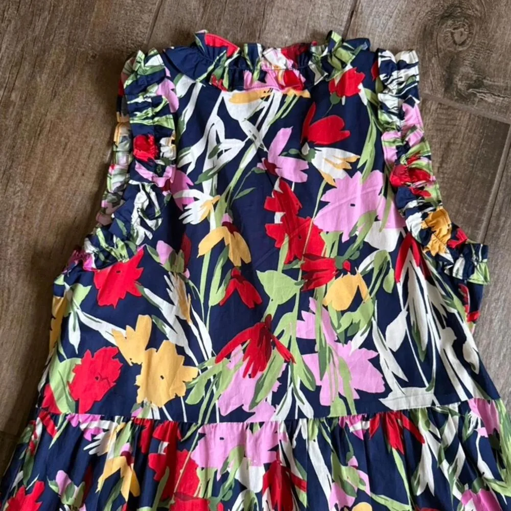 Maggy London Pink and Blue Pleated Halter Sundress - Image 8