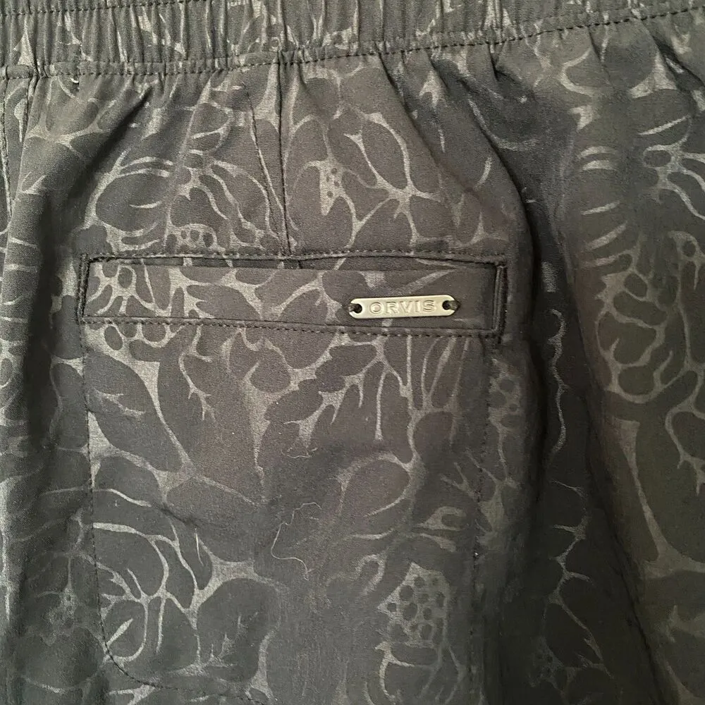 Orvis Womens Embossed Pull On Travel Skort Golf Black Rose Embossed Print Sz M - Image 11