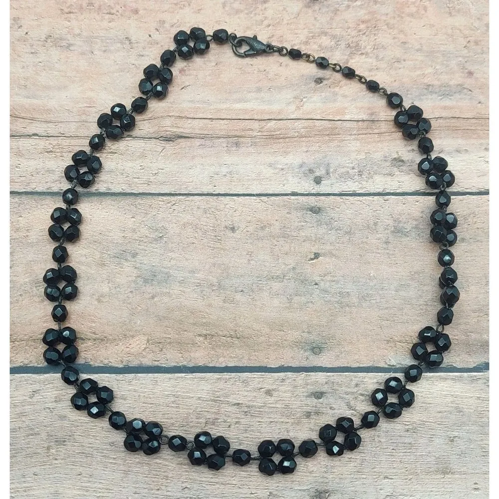 Black Glass Bead Lot of 2 Choker Necklace Thick Bead Bracelet - Image 8