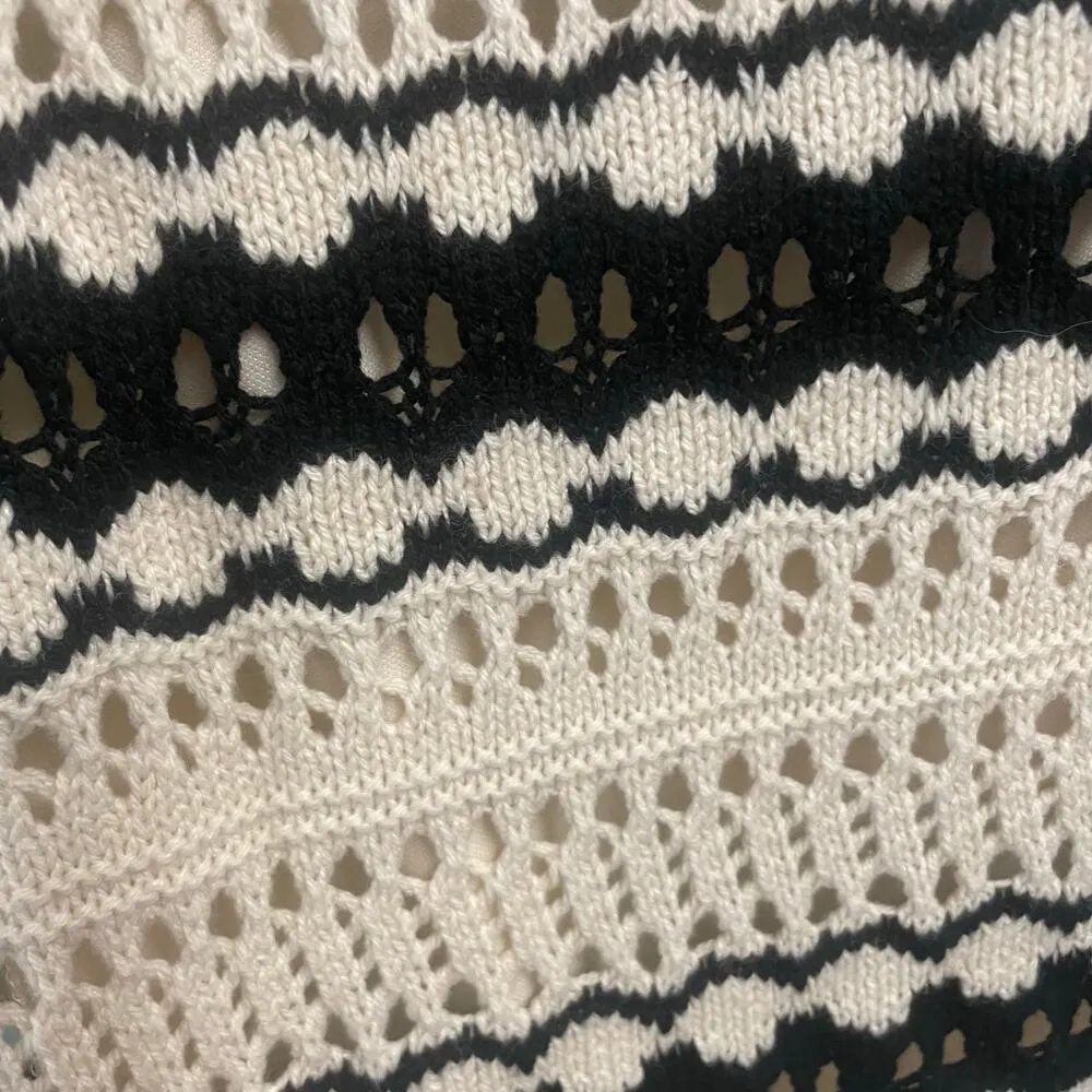 Freshman 1996 Crochet Knit Maxi Skirt Size Medium Boho Beachy Coastal Summer Black - Image 2