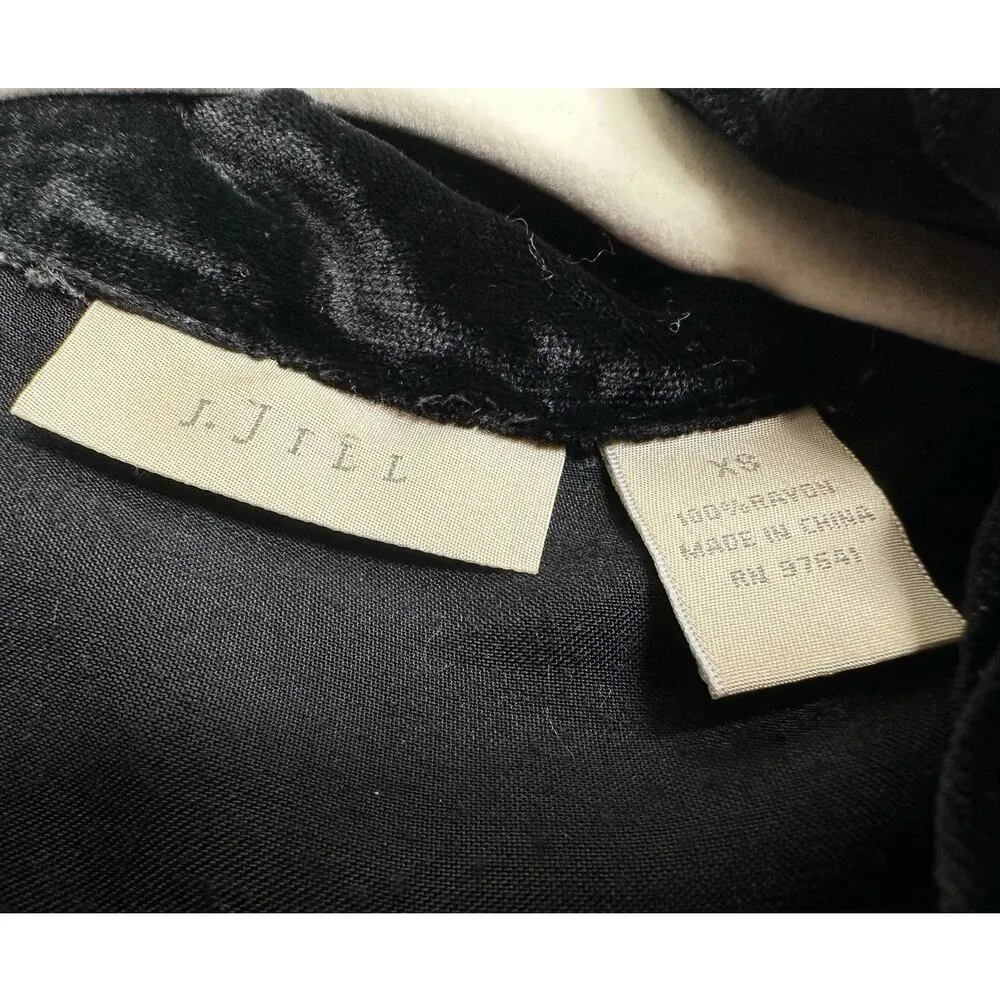 J.Jill: Luxe Velvet Black Velvet Pin Tuck Button Down Cardigan - Image 5