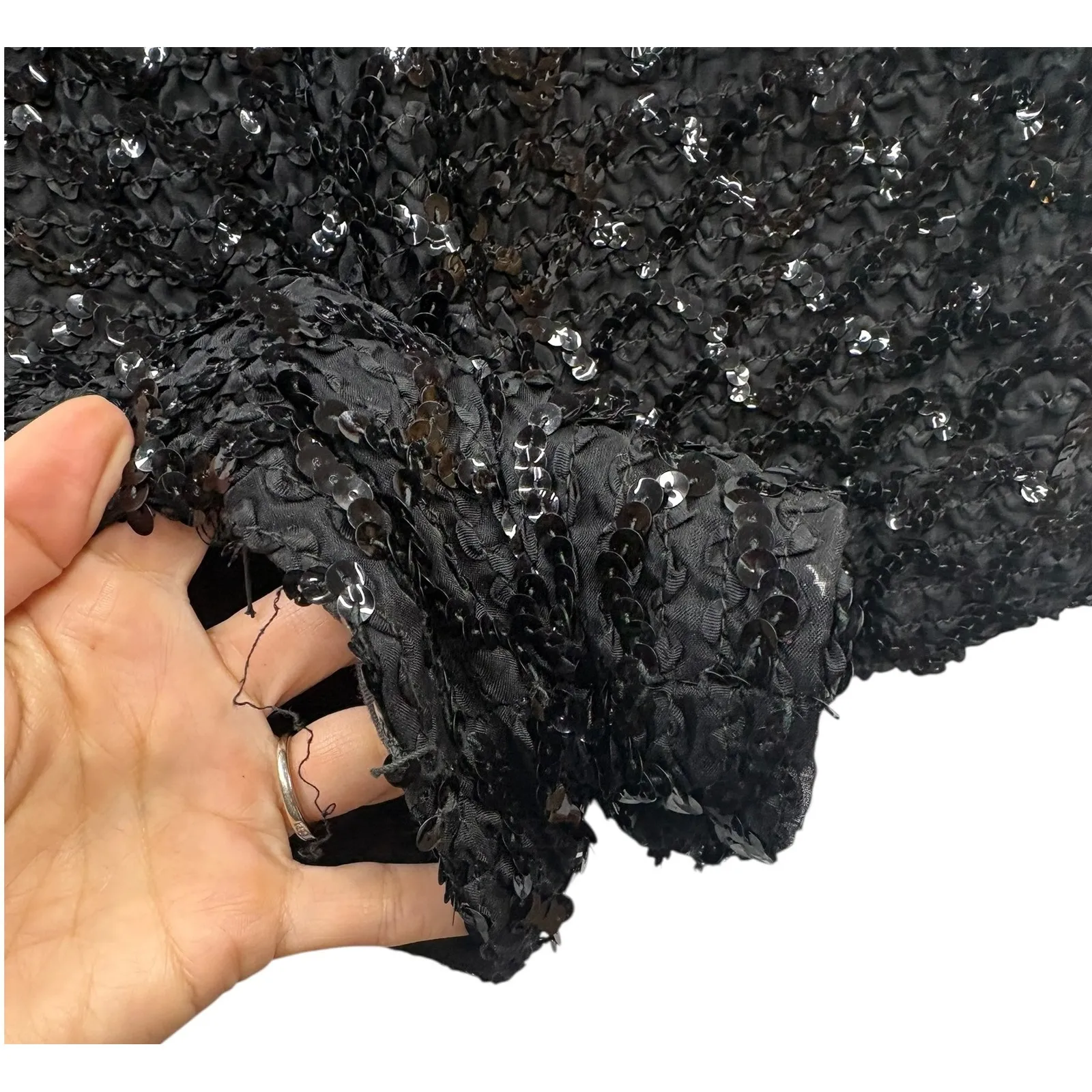 Vintage Women's Black Sequin Textured High Waist Shorts Glam Party Festival 12 - Image 3