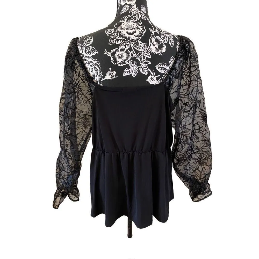 Maurices Sheer Long Sleeve Blouse Floral Formal Career Workwear - Image 2