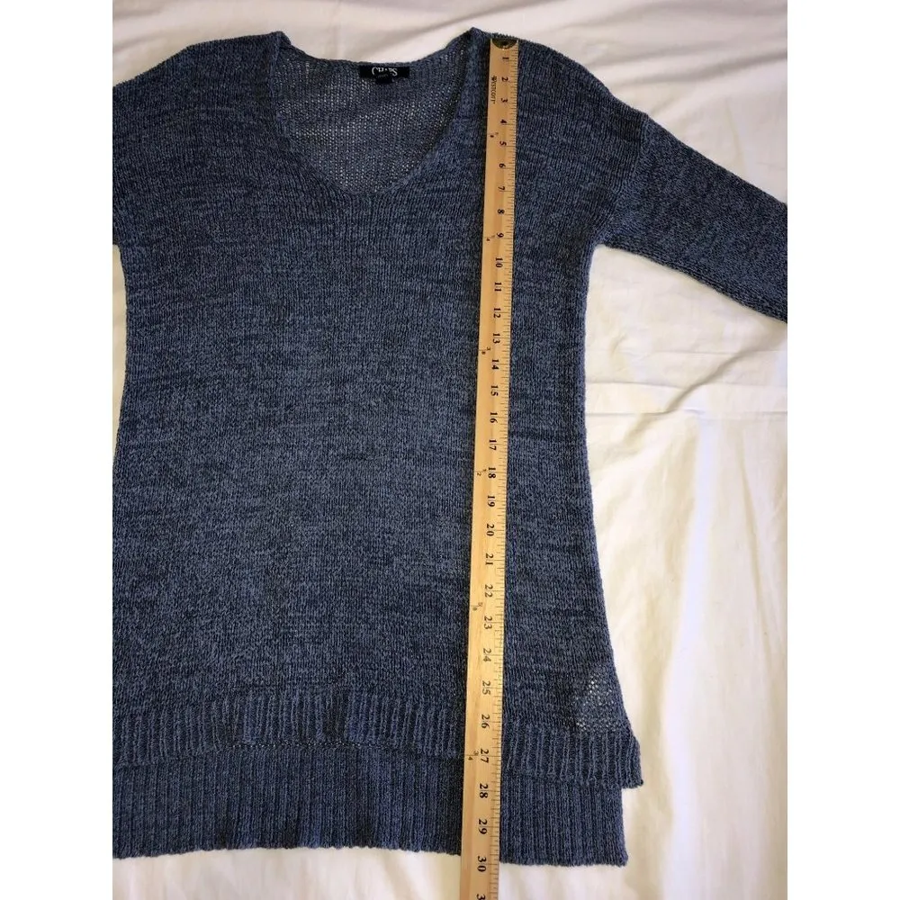 Ralph Lauren Chaps Womens Size M Sweater Loose Knit Lightweight 3/4 Sleeves Blue - Image 9