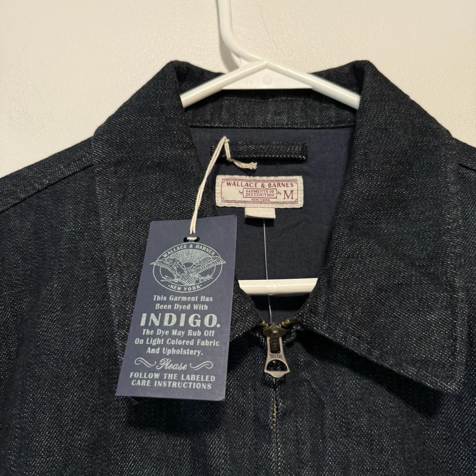 Wallace and Barnes J. Crew NWT Denim Bomber Aviator Zipper Jacket Size Medium Blue - Image 4