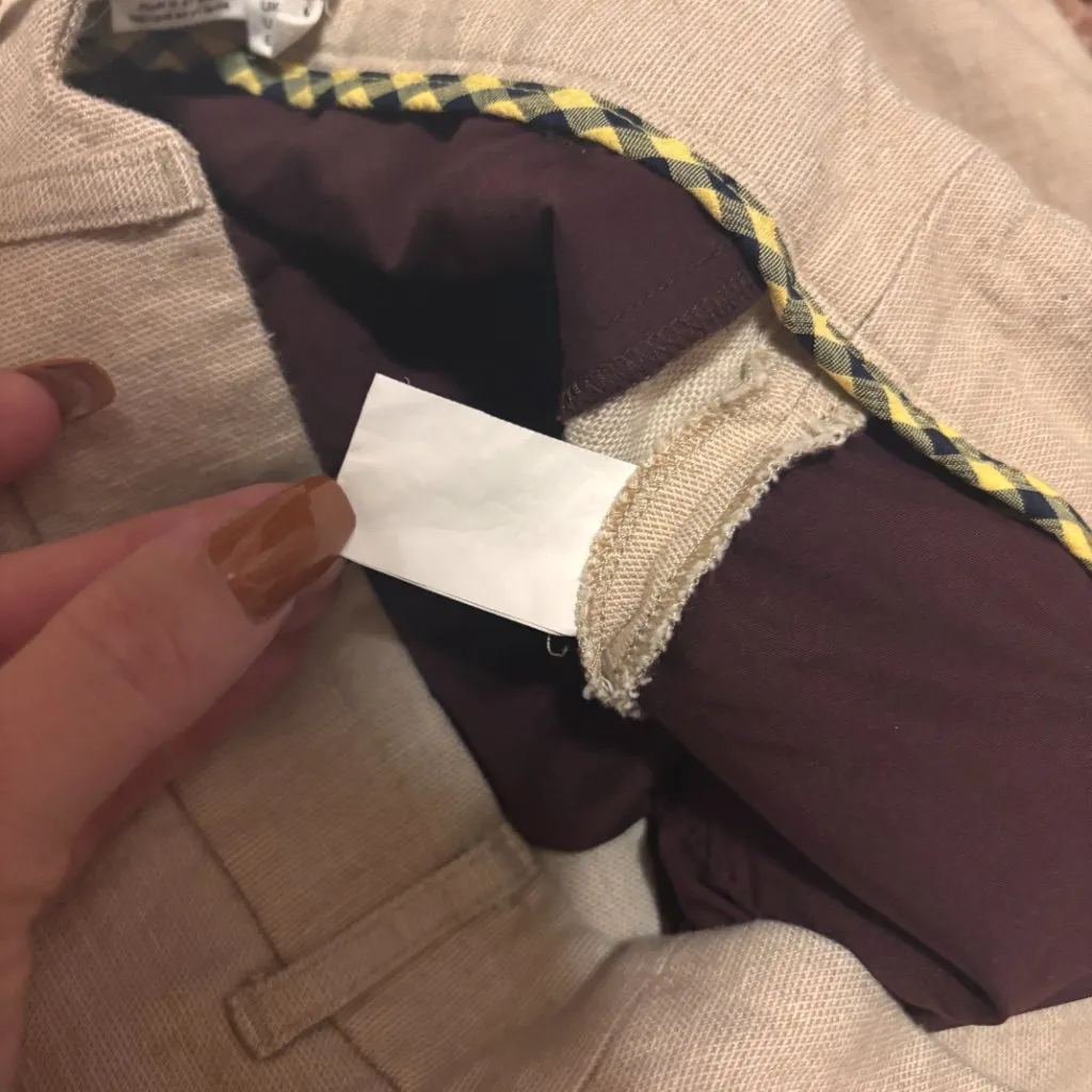 Anthropologie Pinktuck Linen Pants Womens Size 2 Sand High Rise Wide Leg V Waist - Image 3