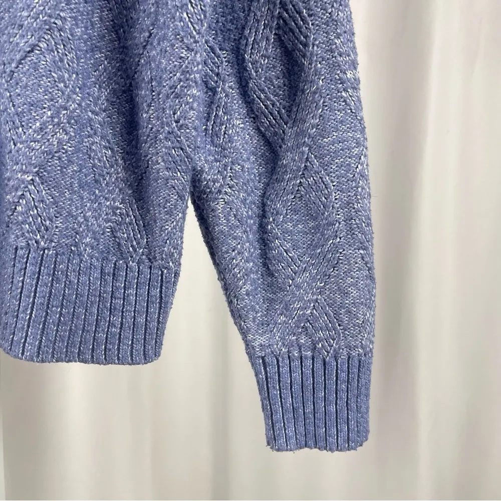 Madison + Hudson 1X Y2K Retro 1/4 Zip Cable Knit Pullover Sweater Mockneck Boxy Blue - Image 5