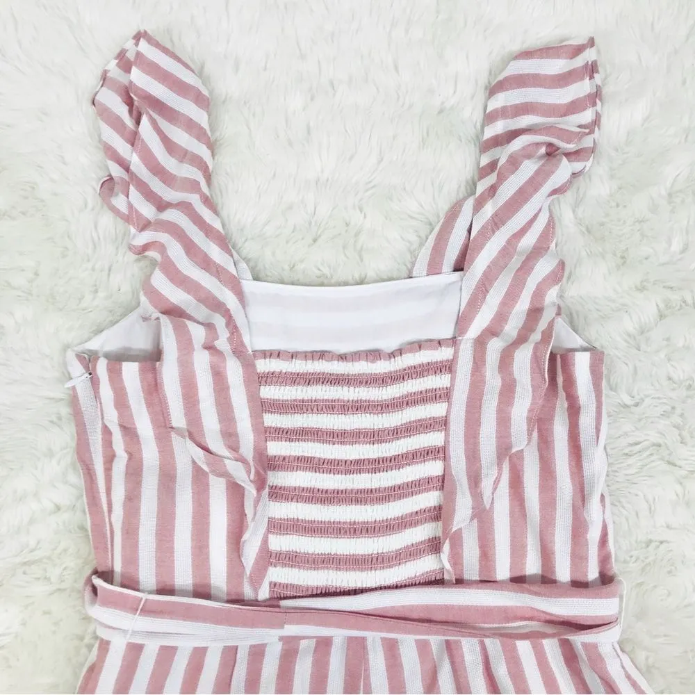 PAIGE Marino Striped Pink White Sleeveless Jumpsuit Tie‎ Belt Size Small New - Image 10