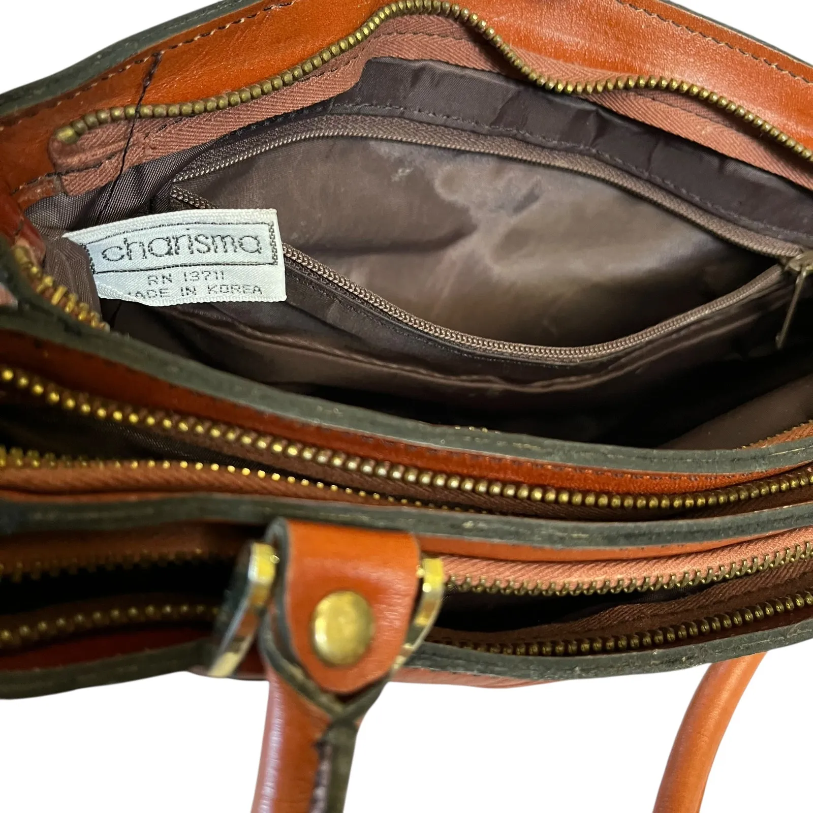 Vintage Charisma Cognac Brown Leather Triple - Image 3