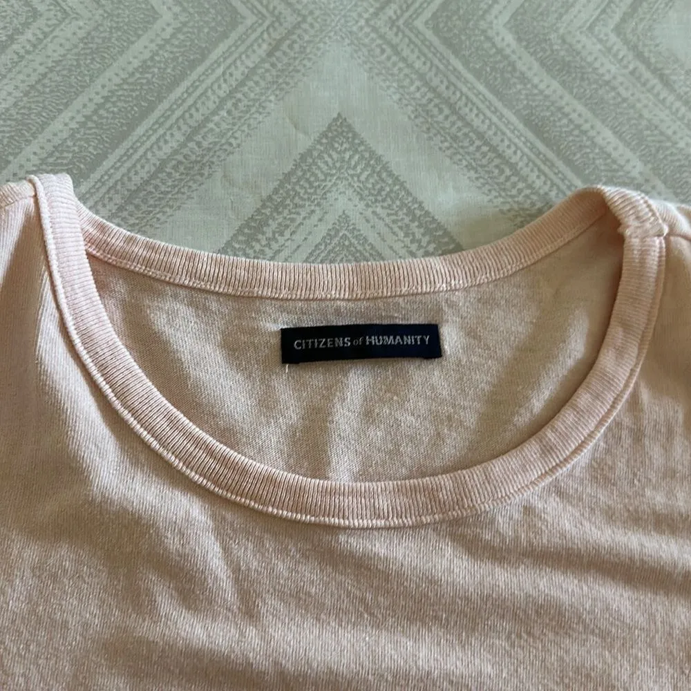 Citizens of Humanity Women’s Peach (Pink) Short-sleeve Ruffled Shoulder Top - Image 2