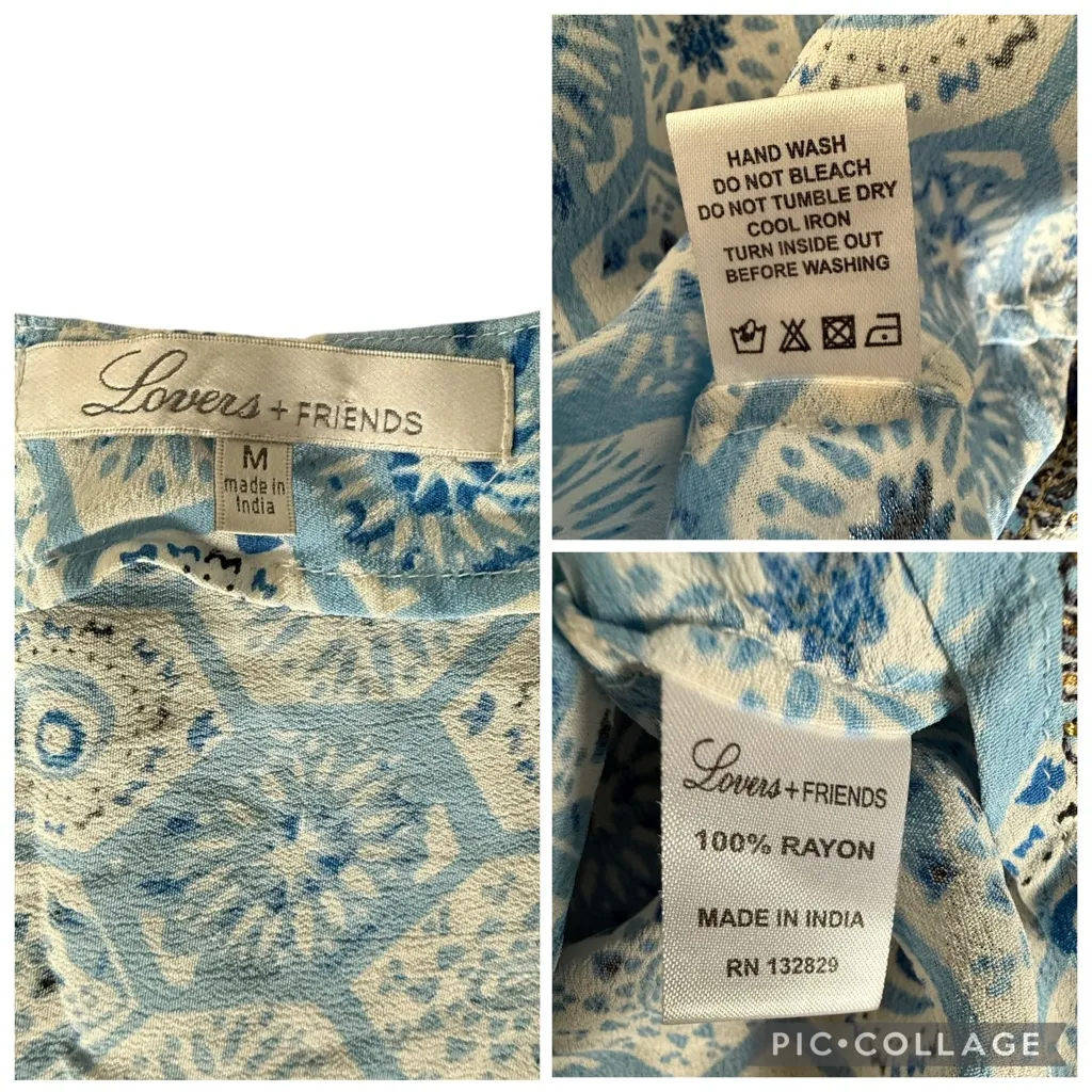 Lovers + Friends Anchored Down Mini Dress V Neck Watercolor Embroidered Medium - Image 12