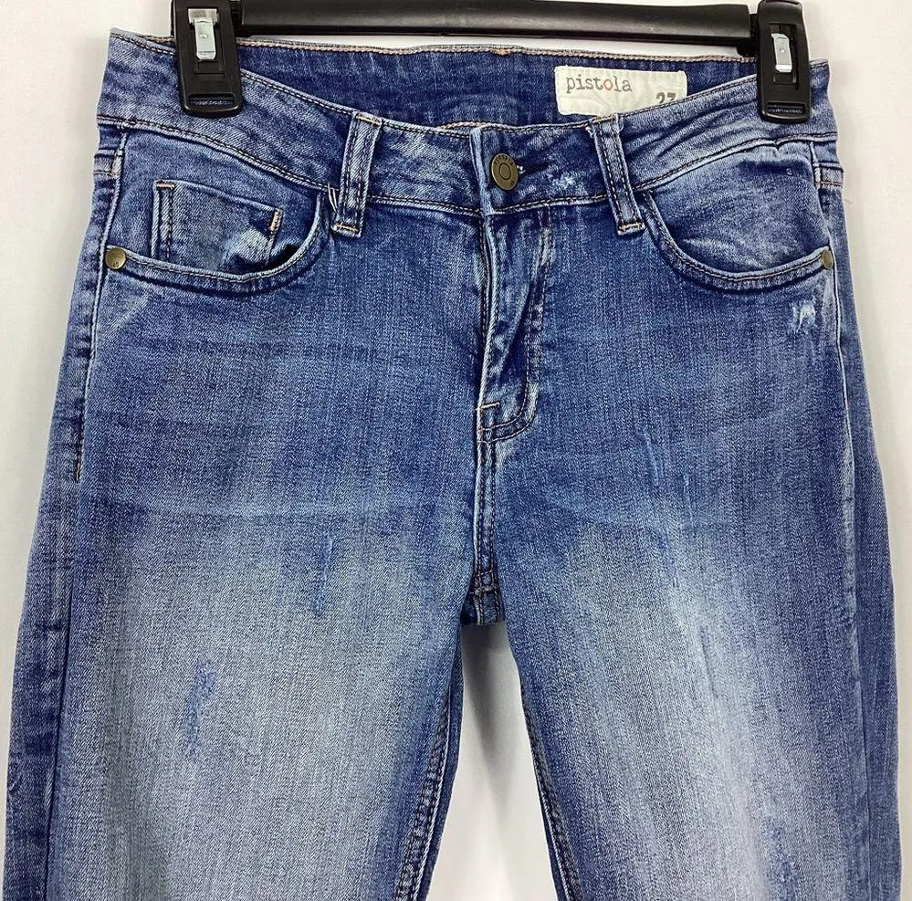 Pistola Mid Rise Skinny Distressed Jeans Size 27 - Image 3