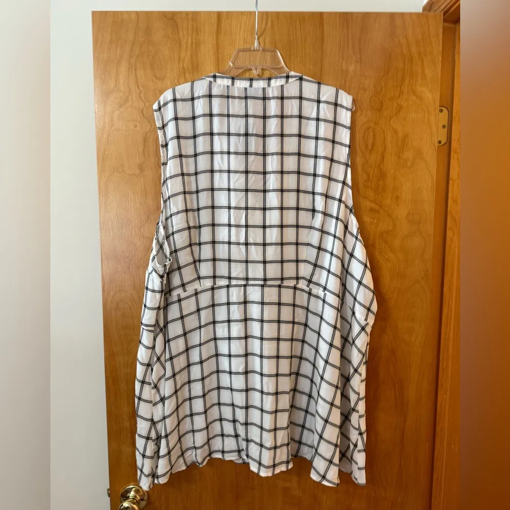 Torrid Peplum Georgette Button Up Sleeveless Top Tie-Front Blouse Striped NWT 5X - Image 13