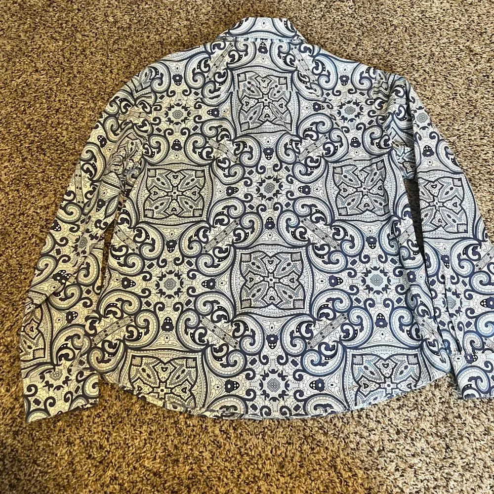 Foxcroft for Appleseed's Wrinkle-Free Paisley Print Button-Down Shirt Size 12P - Image 5