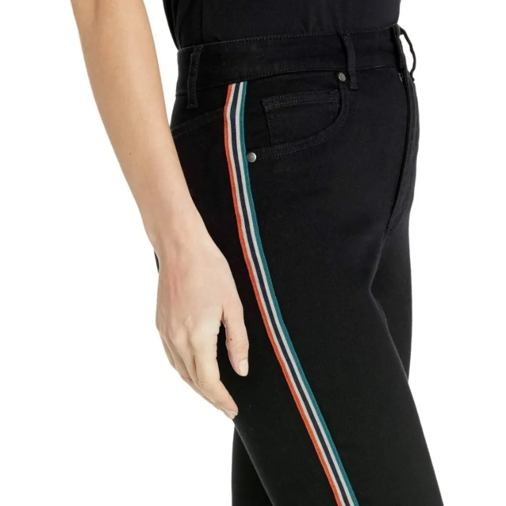 BB Dakota Stay Cool Jeans W Side Stripes In Black New with Tag W-197 Size 28 - Image 2