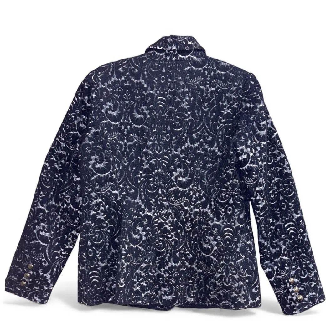 CAbi Jacquard Wool Blend Midnight Blue Damask Blazer size 8 - Image 3