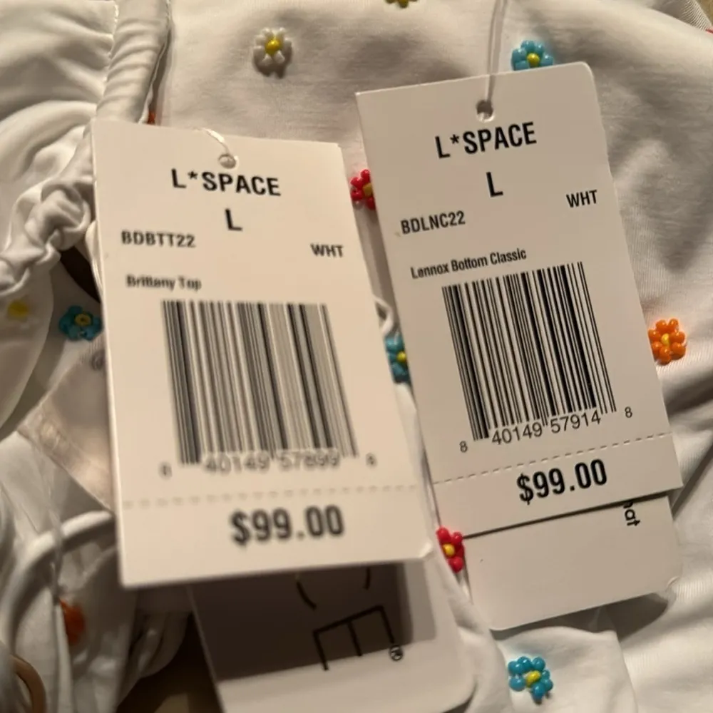 L*Space Beaded Brittany Bikini Top & Lennox Bottom Classic Set White Size Large - Image 10