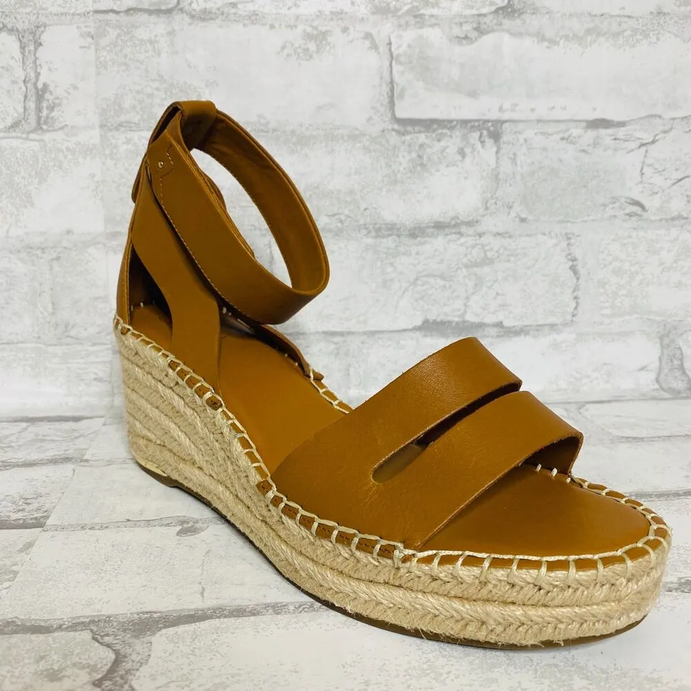 New Franco Sarto Womens Callia Leather Ankle Strap Wedge Espadrille Sandals 10 M - Image 8