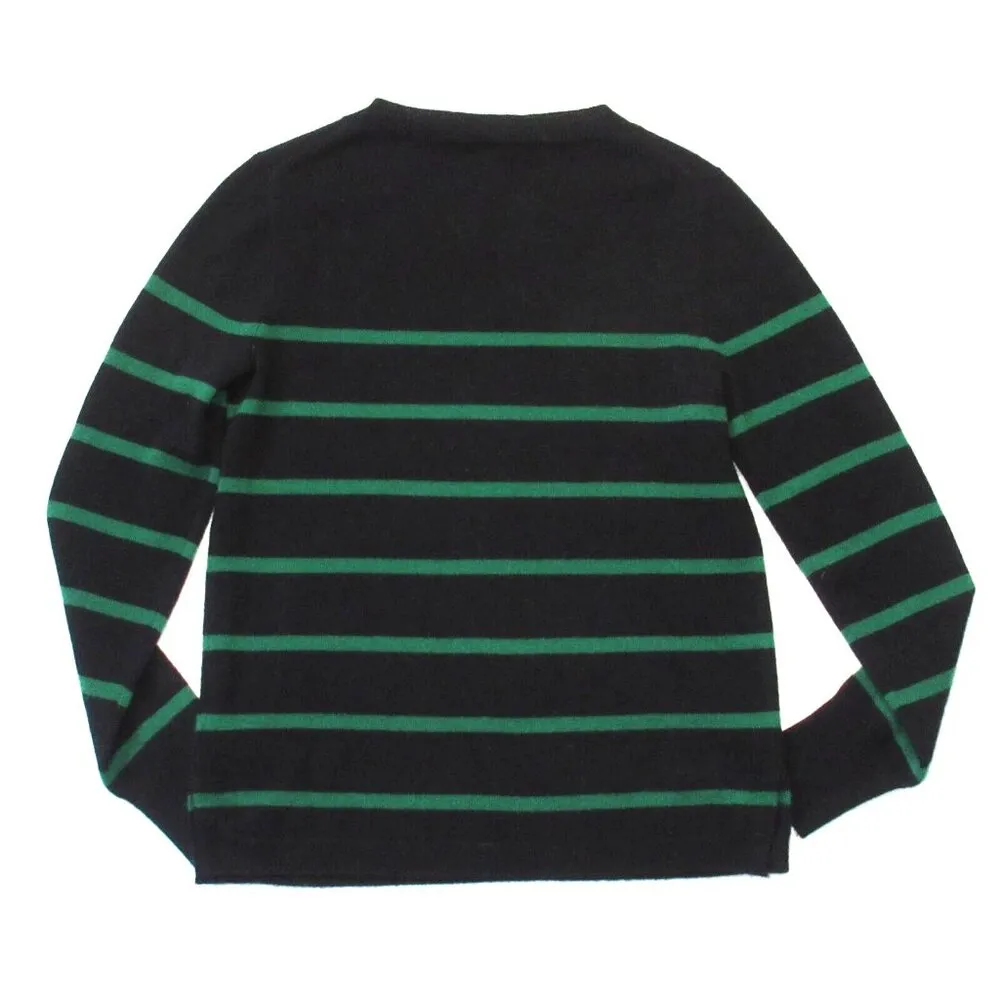 NWT J.Crew Cashmere Crewneck Sweater with Bow Stripes in Black Alpine S - Image 5
