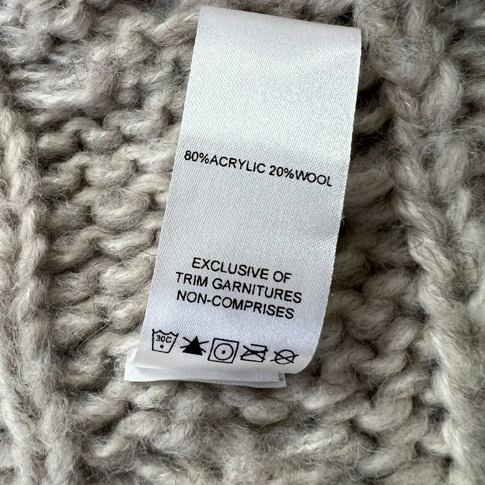 Silver Jean Wool Blend Cardigan Vest Chunky Knit Womens Medium Heather Gray - Image 7